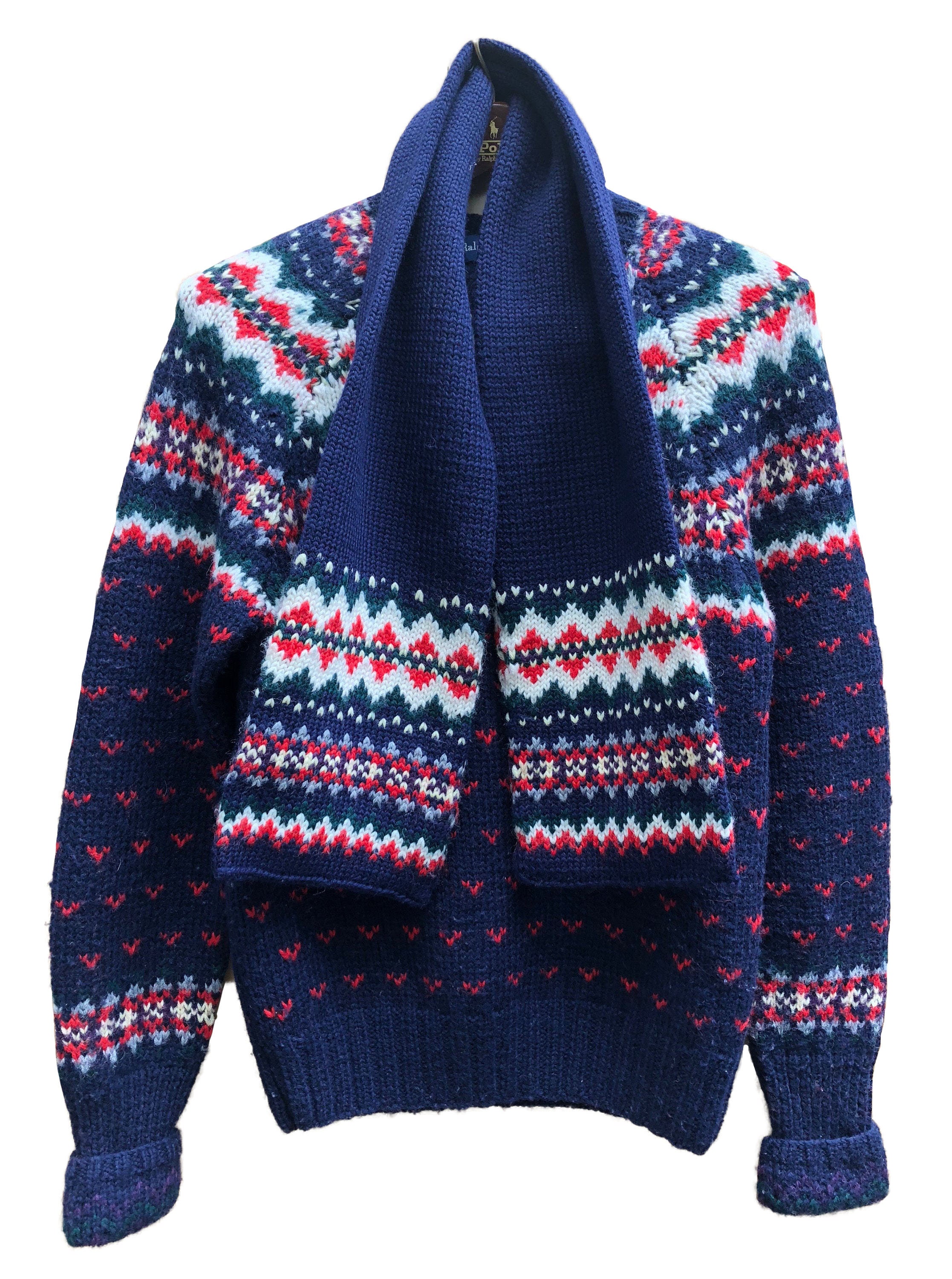 Suéter de lana de punto a mano Ralph Lauren con patrón Argyle Etsy