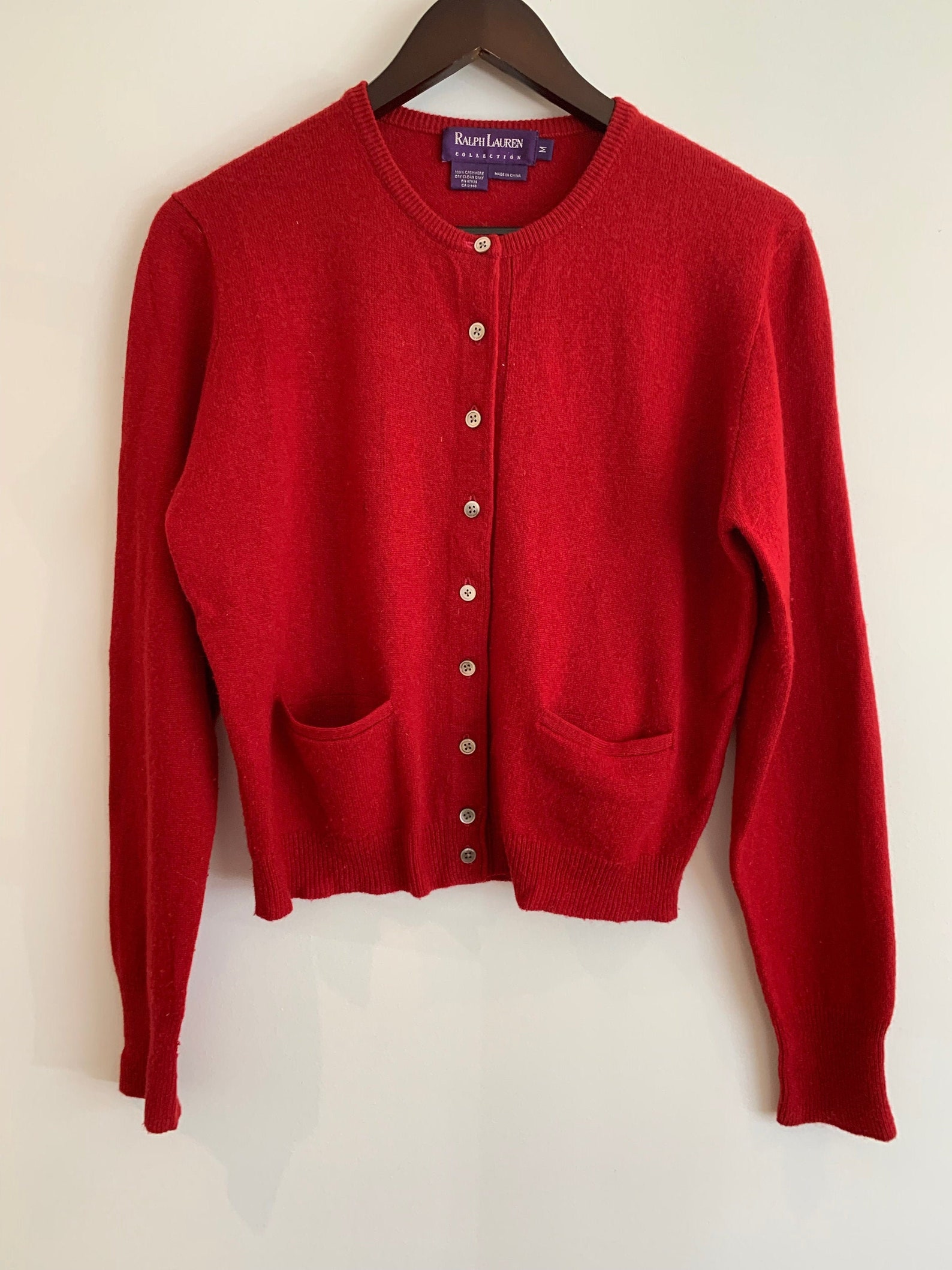 RALPH LAUREN Collection Cashmere Cardigan in Red. Women's | Etsy