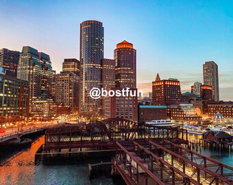 Boston Skyline vom Seehafen DIGITALdruck