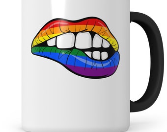 LGBTQ Mug Lips, Gay Pride Gift Saying Outing Gay Lesbian Queer