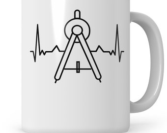 Taza de arquitecto, diseñador de interiores de latidos del corazón, taza de café arquitecto paisajista urbanista arquitecto taza de té