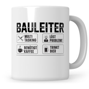 Tasse Bauleiter Geschenk Hausbau Bauarbeiter Eigenheim Richtfest Bauherr Grundsteinlegung Baubeginn Baustelle Geschenkidee Bauleiter