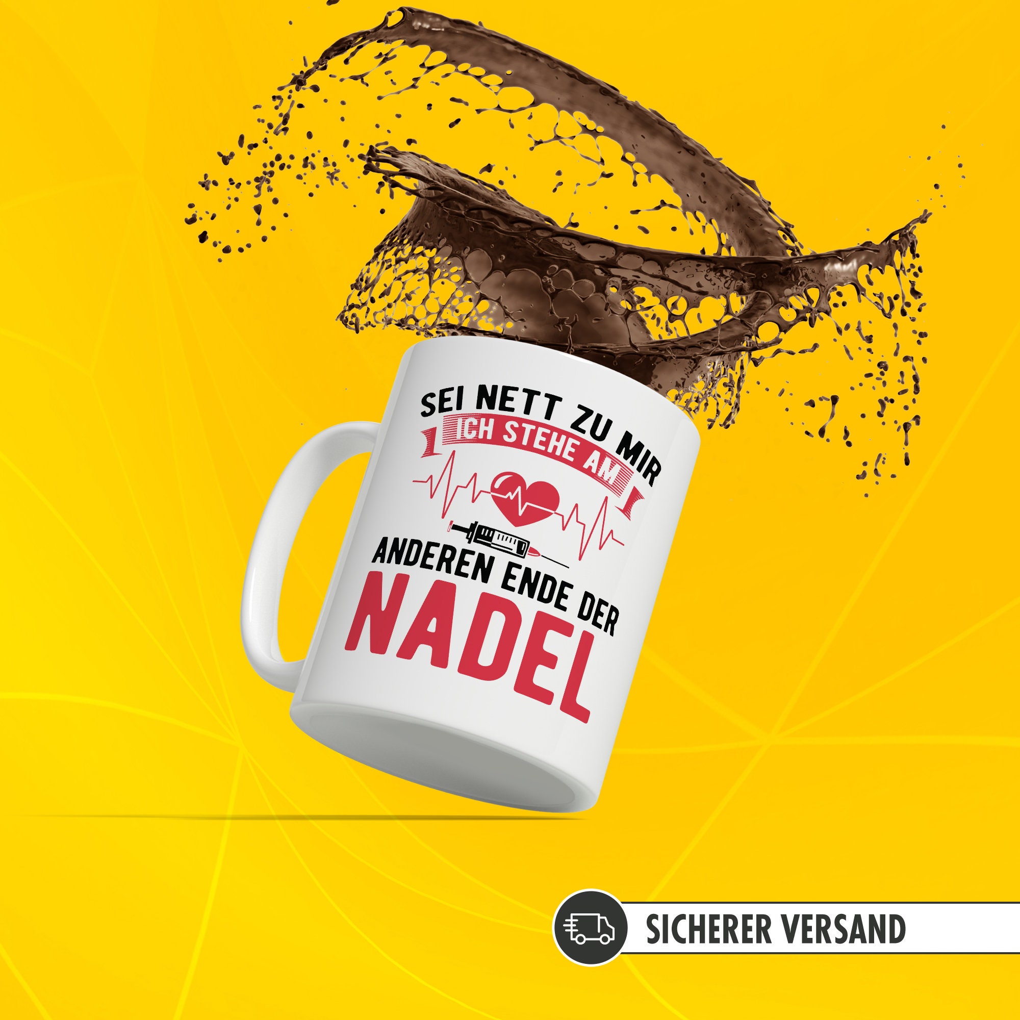 Pagma Druck Tasse 'Ich Steh Am Anderen Ende Der Nadel' – Geschenk Für MFA, Krankenschwestern, Ärzte