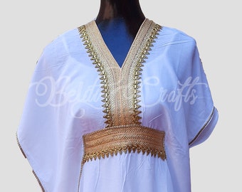 Caftan,kaftan,kaftan Maxi Dress,Gold embroidery,White caftan,caftan blanc,white gold dress, women spring gift,women's kaftan,caftan de plage