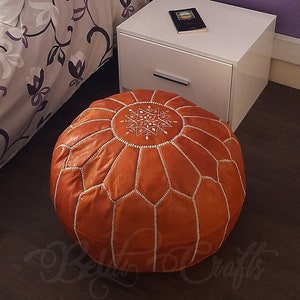 Leather pouf - Moroccan Leather Pouf - Handmade Genuine Leather Pouf - Bedroom Deco - floor footstool - Pouf - Leather Ottoman - UNSTUFFED