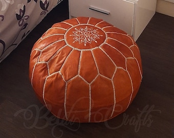 Leather pouf - Moroccan Leather Pouf - Handmade Genuine Leather Pouf - Bedroom Deco - floor footstool - Pouf - Leather Ottoman - UNSTUFFED