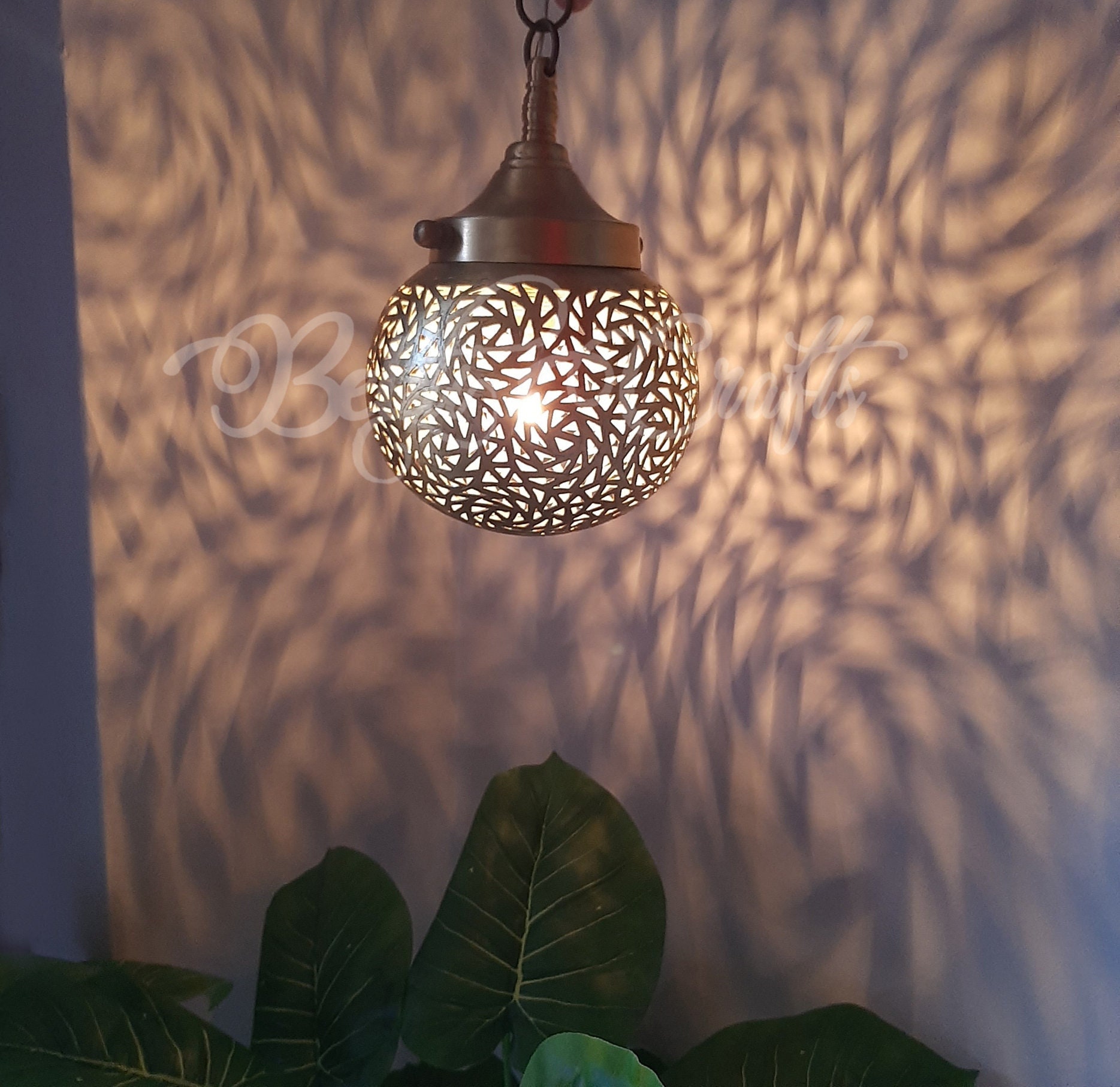 lampe suspendue, lampe en laiton, marocaine abat-jour marocain, suspension, sphérique, lanterne, lampe faite à la main, cuivre
