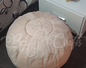 Leder Pouf ottoman, Natural Color, Leder Pouff, Leder ottoman, Naturleder, Rund Pouf, Pouf ottoman, Fußhocker, '' Ungefühnt ''