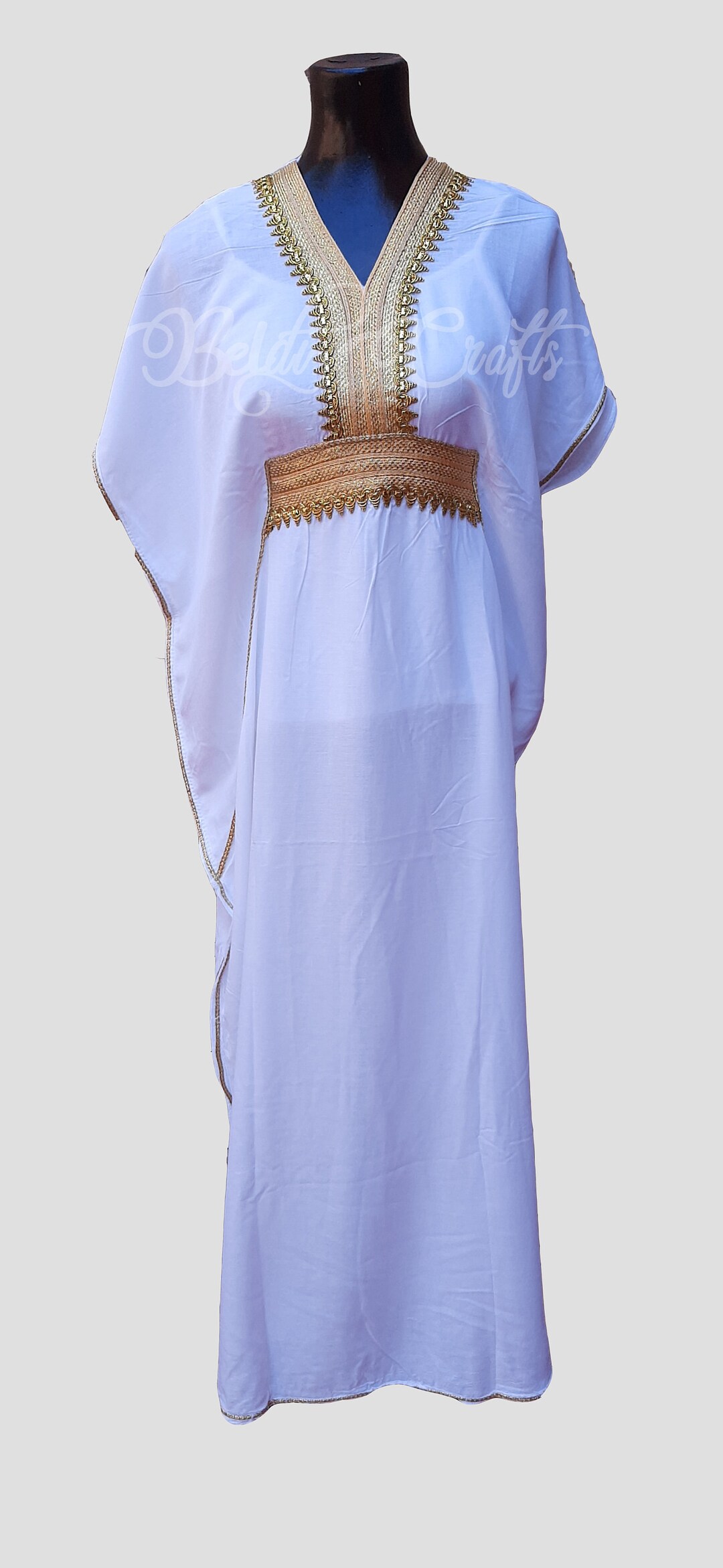 White Gold Ikat Short Kaftan