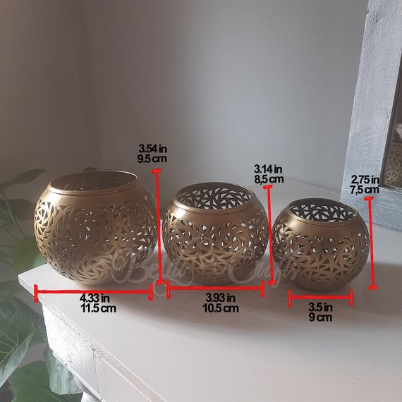 Set of 3 Moroccan Candle Holders, Brass Lamp, Moroccan Lamp Shade
