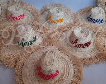 Monogrammed straw hat, Whoolsale, Beach straw hat, Straw Hats, Personnalized hat, Handmade straw hat, hat for women, hats, Bridesmaid Hats