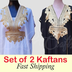 FAST SHIPPINGMD Set of 2 women dresses, kaftan Maxi Dress with gold embroidery, woman dress, women christmas gift, women&#39;s kaftan