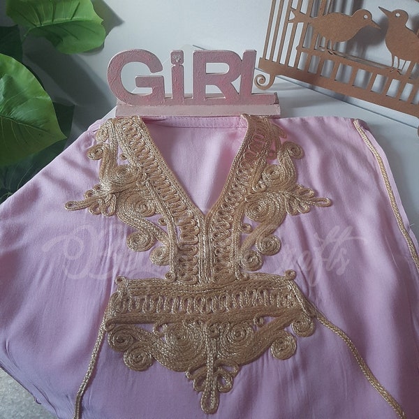 Kaftan for Kids Gold, Kaftan for Girls,caftan, kaftan with gold embroidery, soft kaftan, thobes, thobes for kids, disdash for Kids,Fast ship