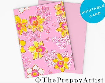 instant download whimsical printable daffodil floral pattern etsy
