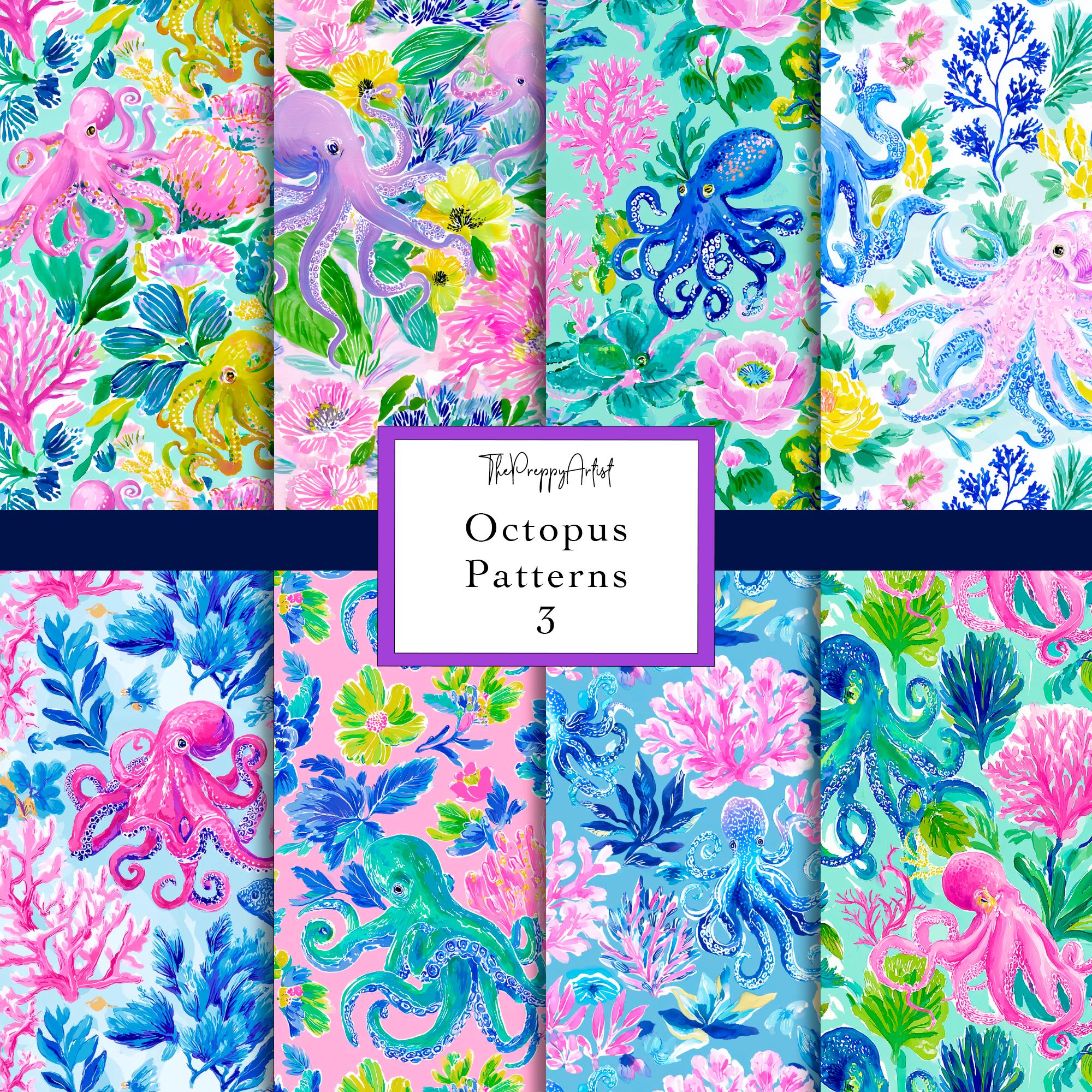 Seamless Octopus Pattern Bundle, Colourful Octopus Patterns, Ocean ...