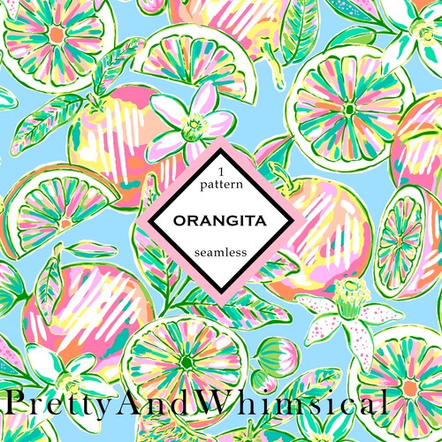 INSTANT DOWNLOAD Preppy Printable Oranges Pattern Whimsical - Etsy