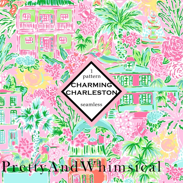 INSTANT DOWNLOAD - preppy Charleston South Carolina pattern, seamless design, jpeg pattern, fabric design, pattern download