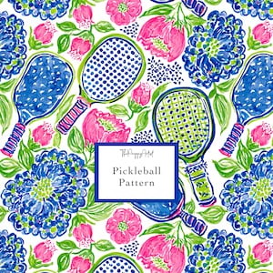 Seamless Pickleball Pattern, Pickleball Print, Preppy Pickleball Repeat Pattern (1 Digital Design 12x12")