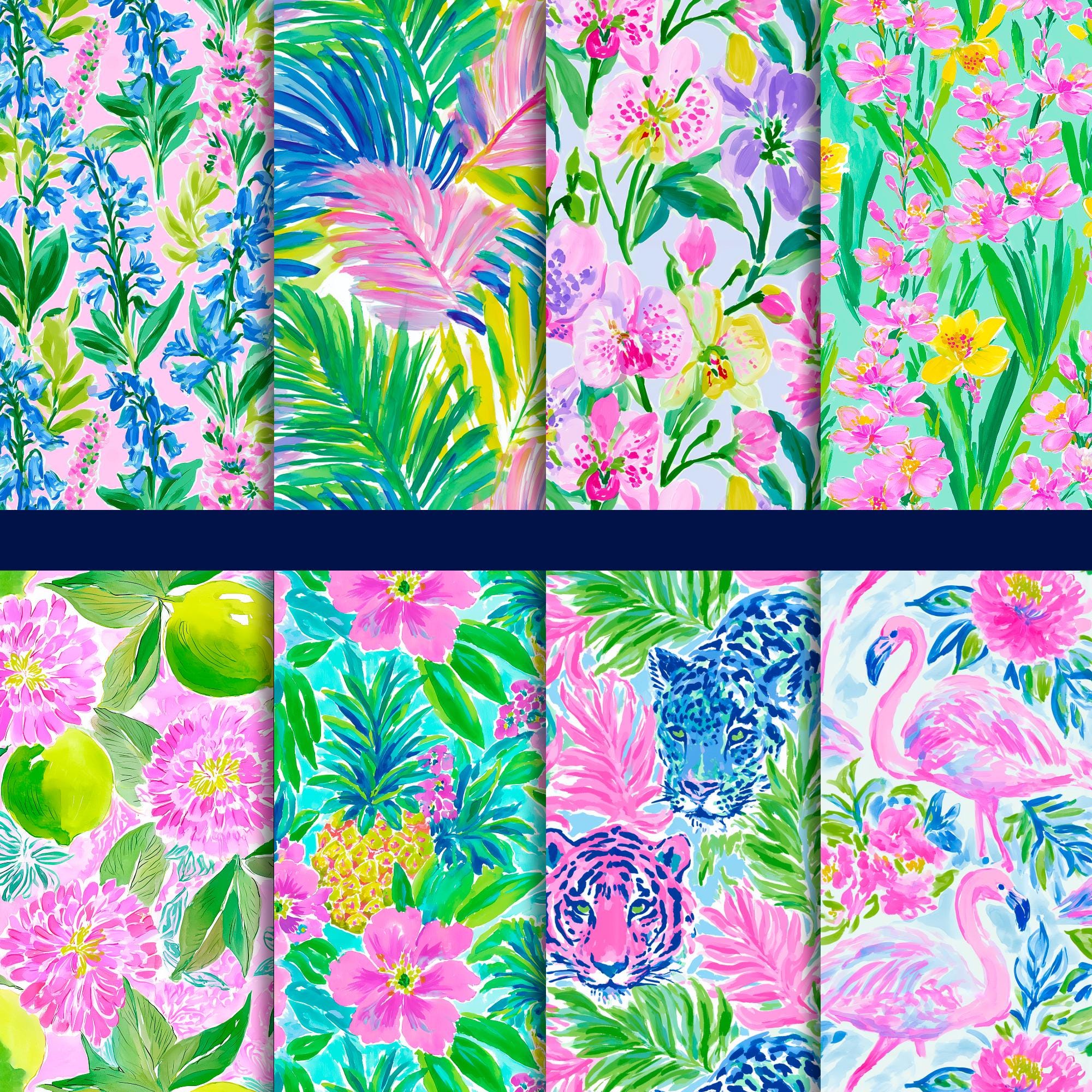 Seamless Preppy Patterns, Colourful Tropical Repeat Print Bundle (100 ...