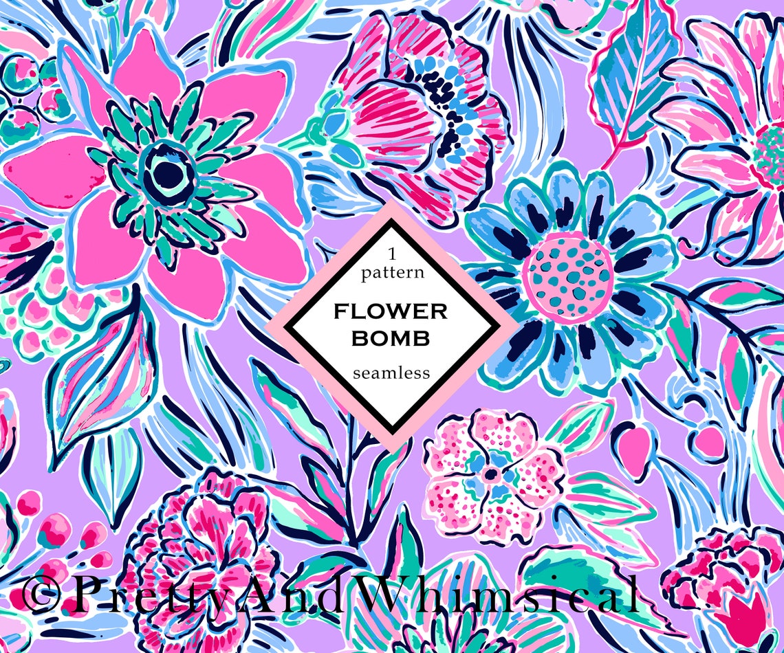 INSTANT DOWNLOAD preppy purple floral pattern seamless | Etsy