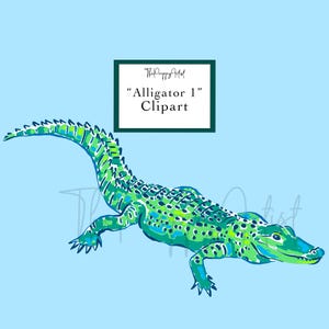 Preppy Alligator Clipart – Handritad bild (1 PNG-fil)