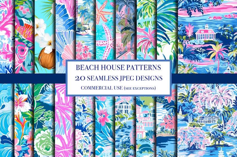 INSTANT DOWNLOAD Preppy Beach House Patterns, Preppy Digital Paper ...