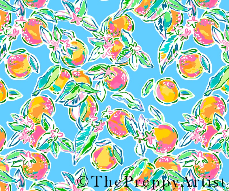 INSTANT DOWNLOAD Preppy Printable Oranges Pattern Whimsical | Etsy