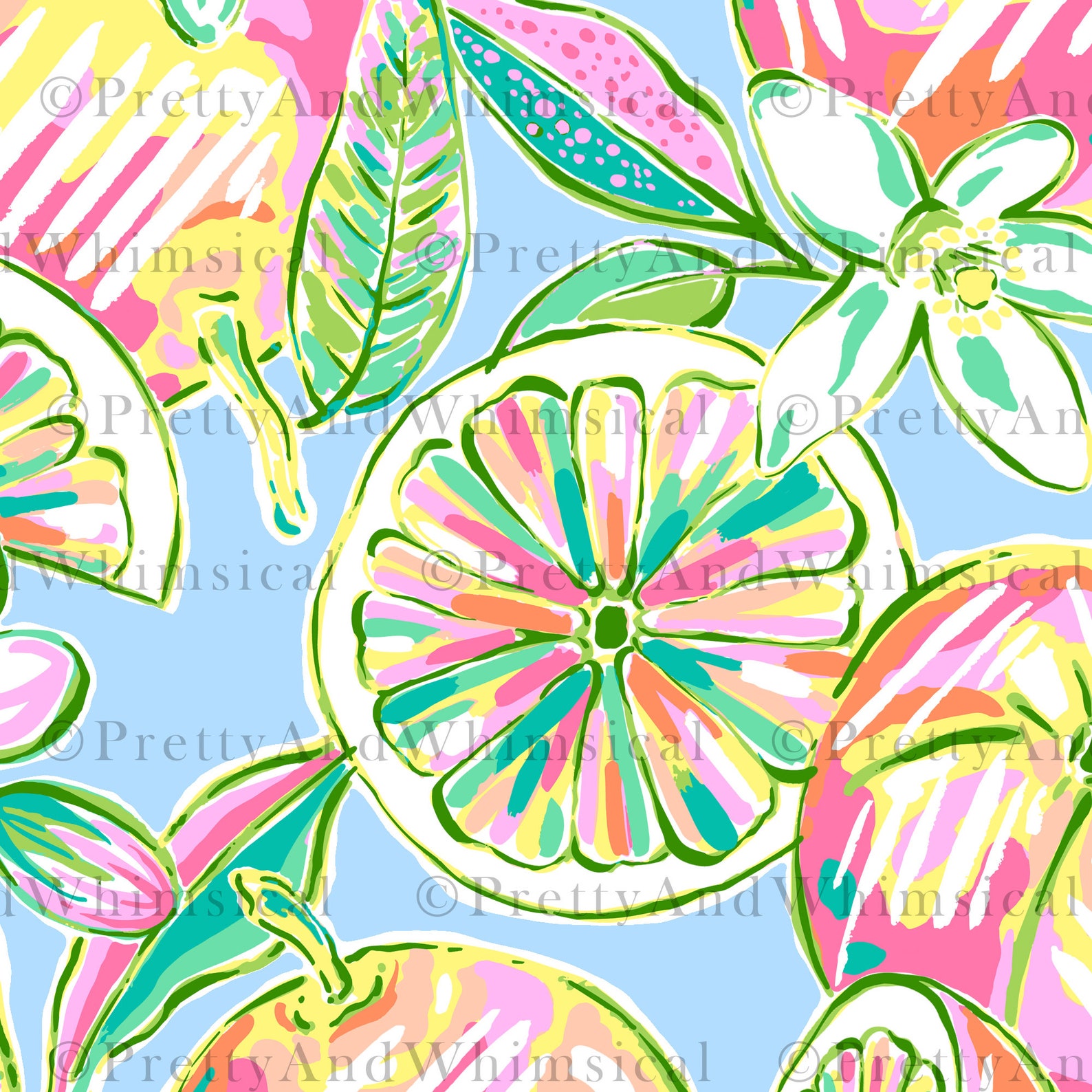 INSTANT DOWNLOAD Preppy Citrus Fruit Pattern Seamless - Etsy