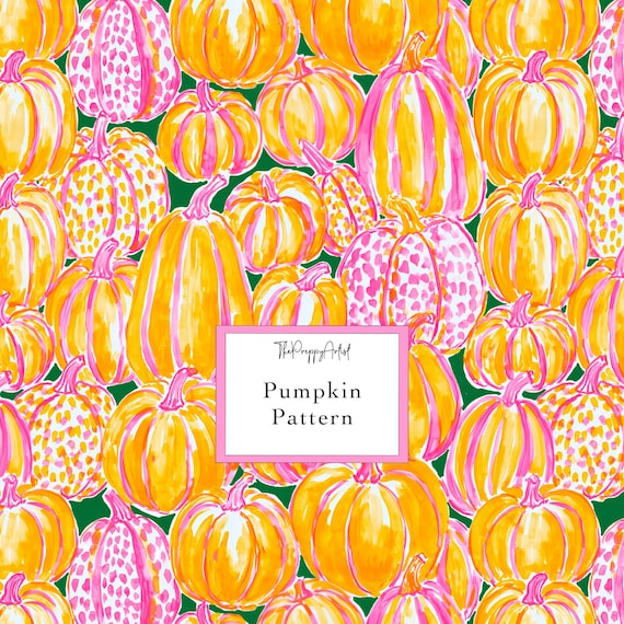 Seamless Pumpkin Pattern, Preppy Repeat Pumpkin Print, Fall Sublimation JPEG (1 Digital Design 12x12")