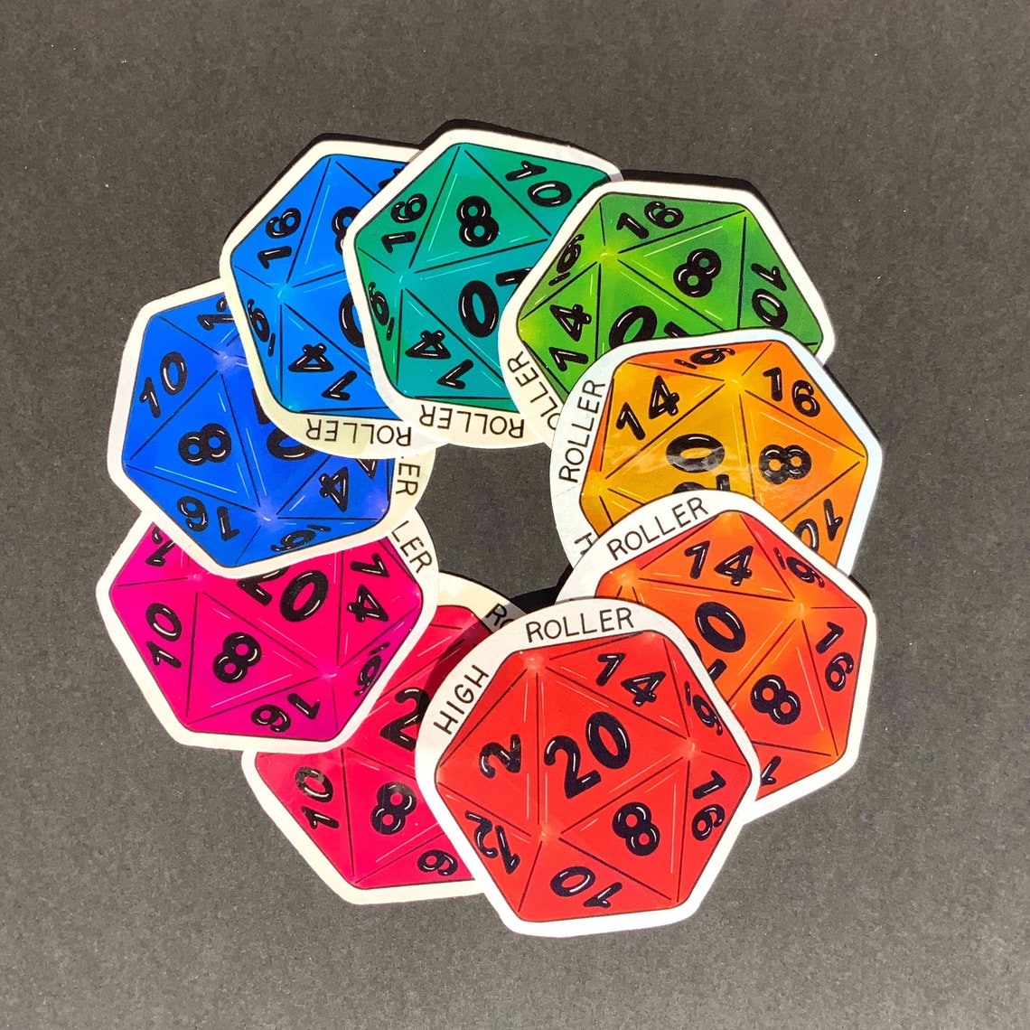 High Roller D20 Dice Tabletop Gaming Sticker 9 Color Options Etsy