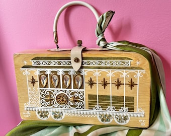 True vintage 1960s Enid Collins of Texas Wood Box Purse