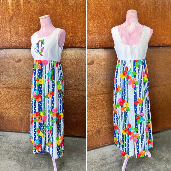 Vintage Mod Hawaiian Empire Maxi Dress//Mod Maxi … - image 1
