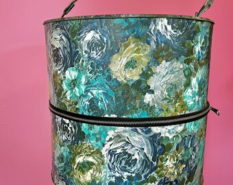 Vintage Floral Hat Box: Mid-century Mod Print Wig Carrier - Etsy display picture 2