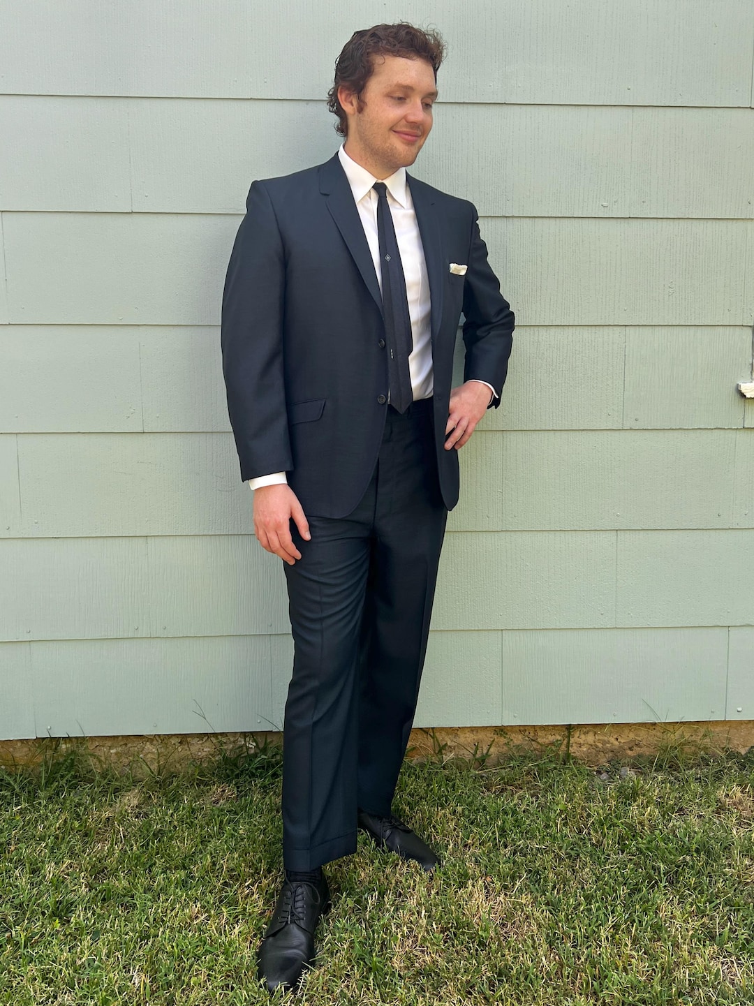 Vintage 1960s Blue-black Suit: Madmen Era, Size 44S - Etsy