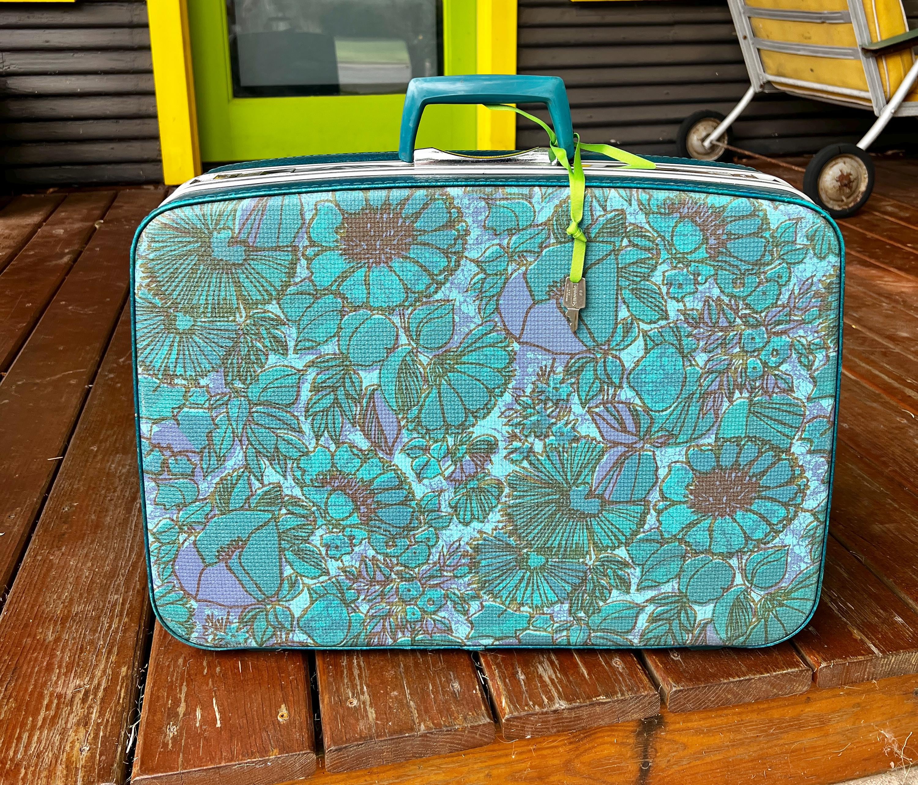激渋　ビンテージ Samsonite キャリーケース　70年代　インテリア　古着 Vintage 1960s-70s Rare Samsonite Fashionaire Teal, Green&gold