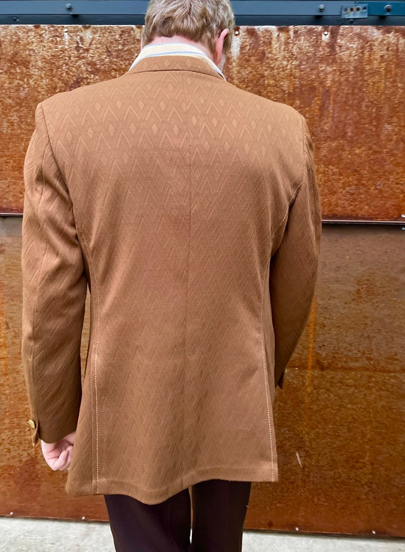 Vintage 1970s Mens Brown Polyester Sportcoat//Cla… - image 7