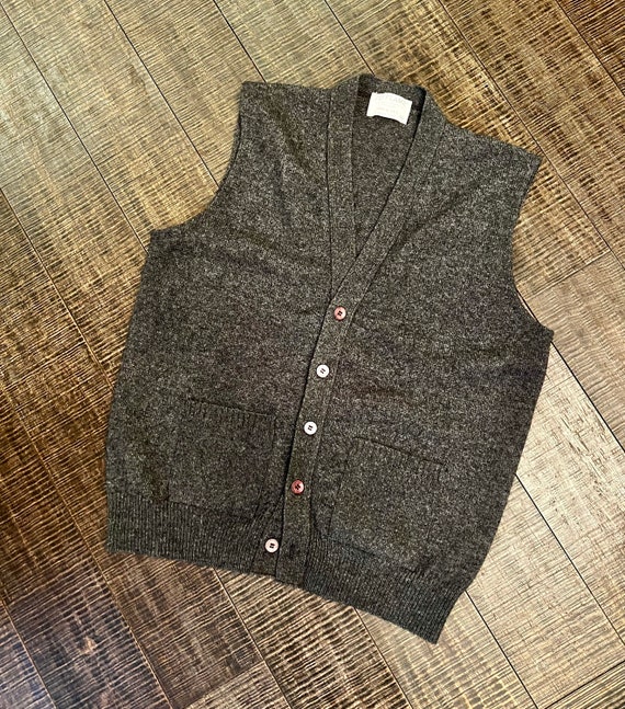 Vintage Lambswool Sweater Vest//Button front Mens… - image 6