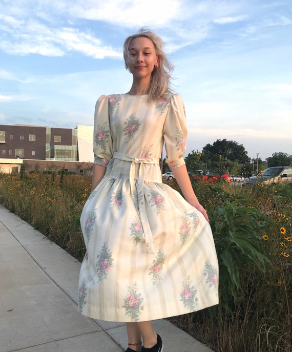 Vintage 1980s “Lanz” drop-waist Romantic Dress//80