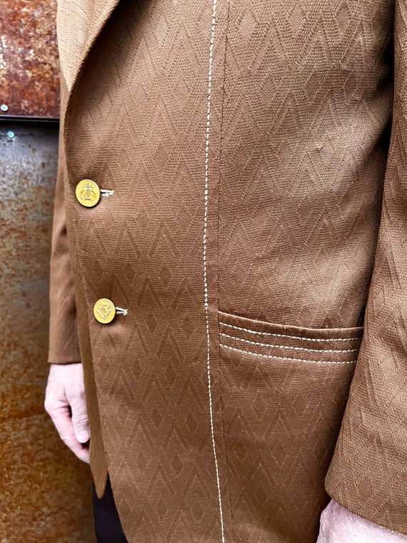 Vintage 1970s Mens Brown Polyester Sportcoat//Cla… - image 4