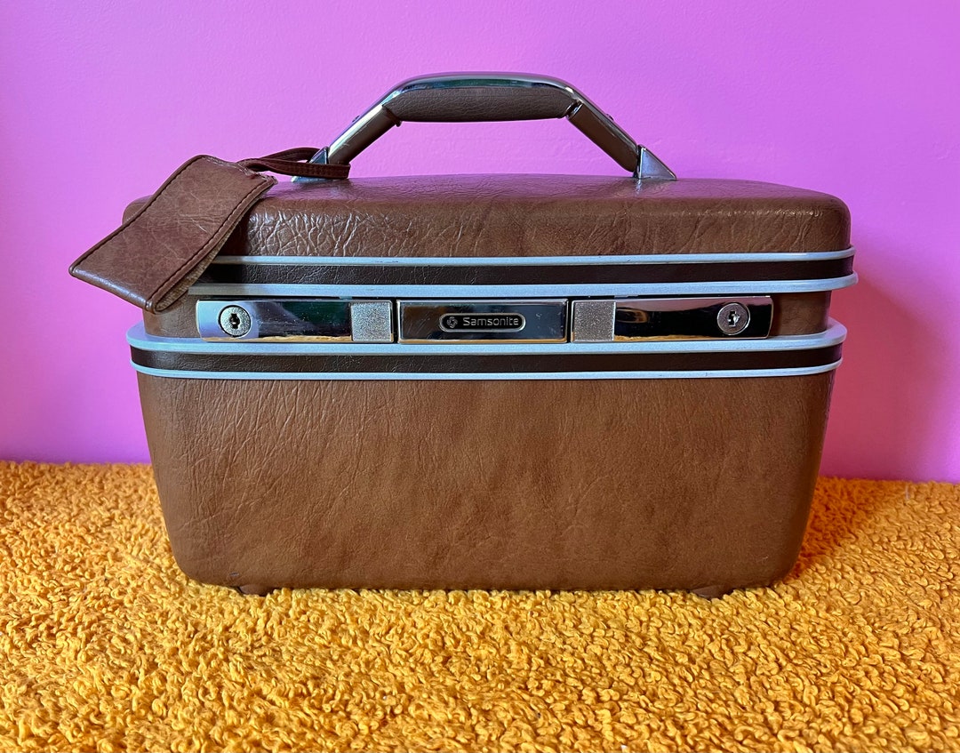Vintage 70s Brown Train Case //1970s Travel Makeup Bag Etsy
