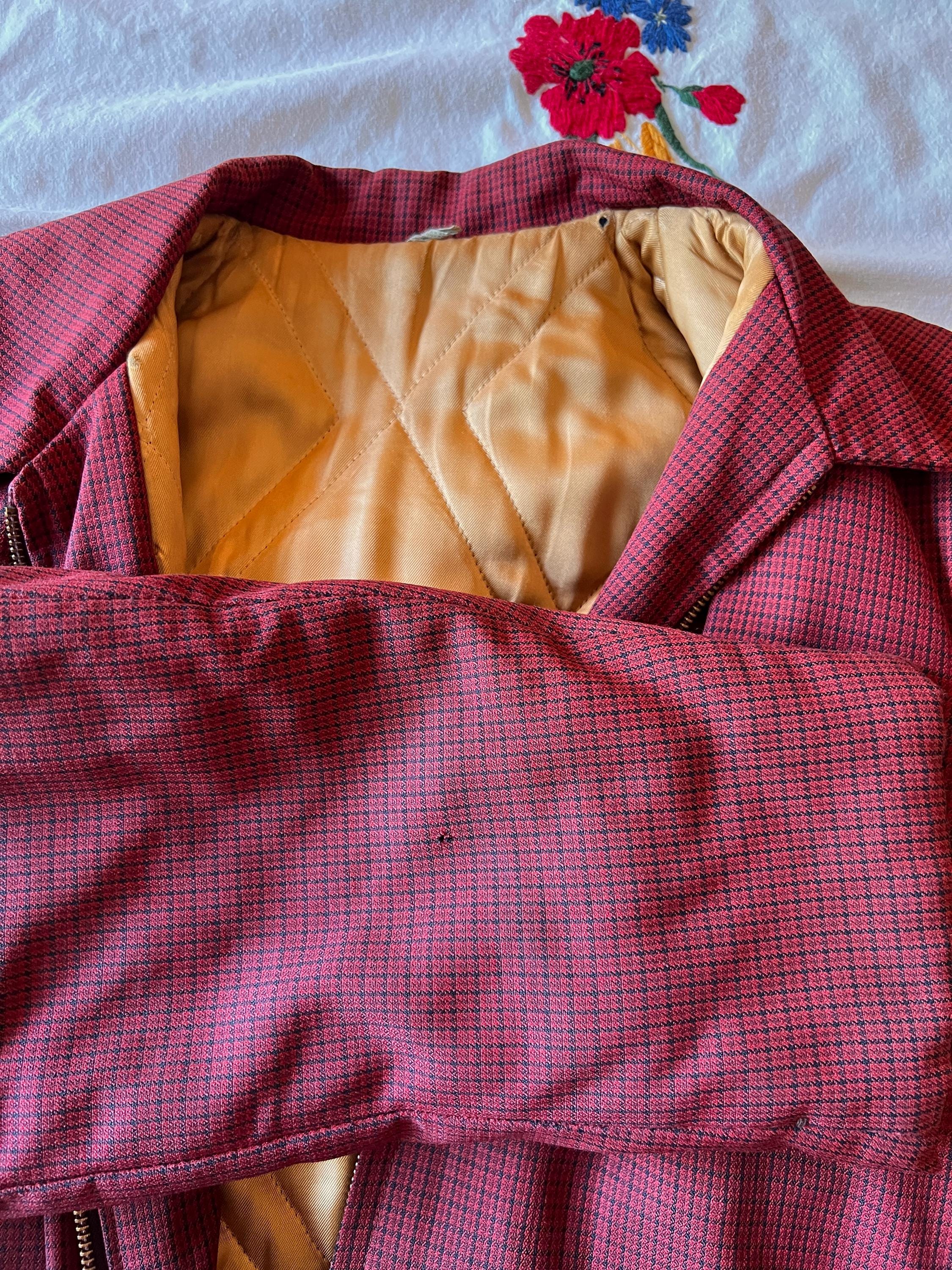 Vintage 1940s Quilted Wool Car Coat: Red Brown Check, US 44R - Etsy
