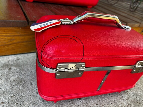 True Vintage Tomato Red American Tourister Train … - image 4