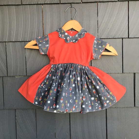 Vintage 1950s Little Girl's Baby Dress//Cute scho… - image 1