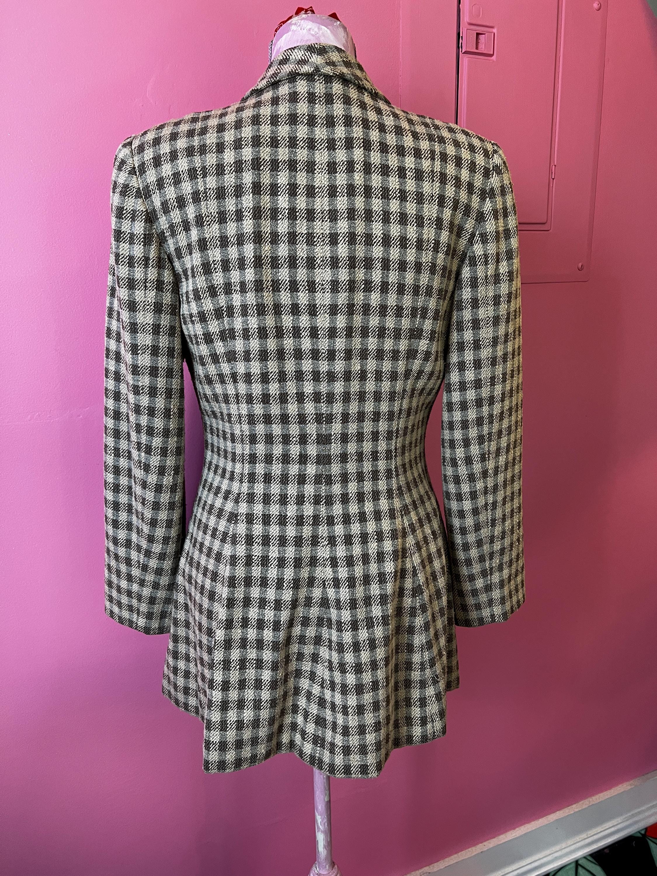 Vintage Giorgio Armani Blazer, Wool Silk Plaid Jacket, US 6 - Etsy