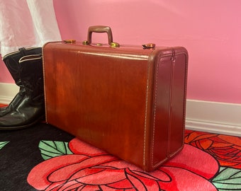 Véritable valise vintage en Samsonite marron érable des années 1950/sac latéral rigide des années 1950//voyage Mid-Century//valise vintage moyenne taille/21 X 13 x 8//Pas de clé