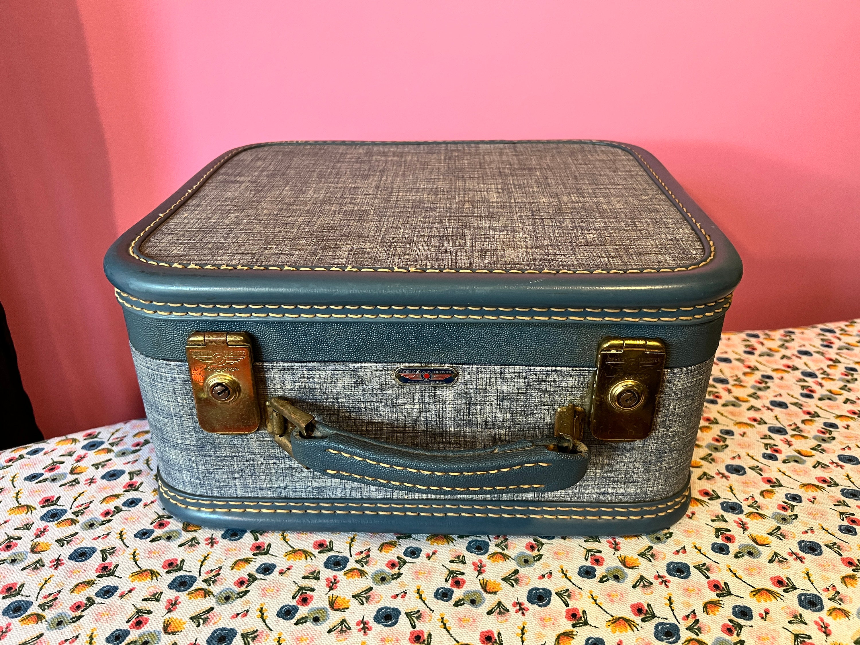 French Vintage Vanity Case 50's Train Luggage Cosmetic 