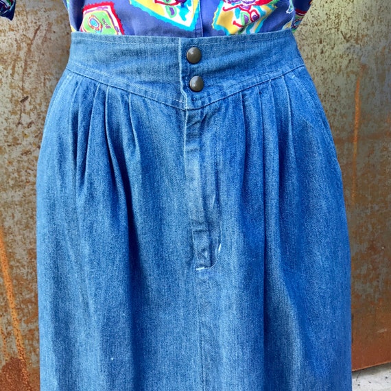 Vintage 1990s yoke waist maxi denim skirt//Mom sk… - image 3