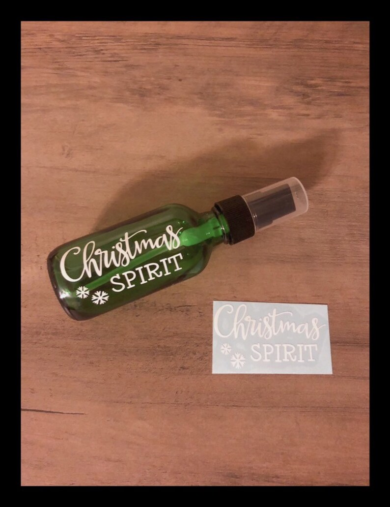 Christmas Spirit Label Room Spray Label 2 Oz Spray Bottle Waterproof Decal 4 Oz Spray Bottle Waterproof Decal Essential Oil Label