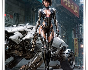 Cyberpunk 3D Futuristic Warrior Digital Download | Sci-Fi AI Art | Printable Wall Art | Series 1 CP17