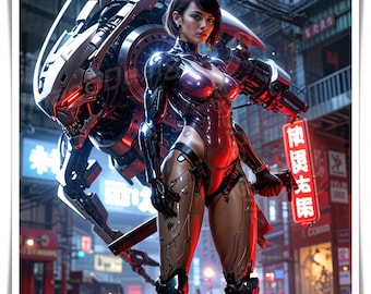Cyberpunk 3D Futuristic Warrior Digital Download | Sci-Fi AI Art | Printable Wall Art | Series 1 CP23